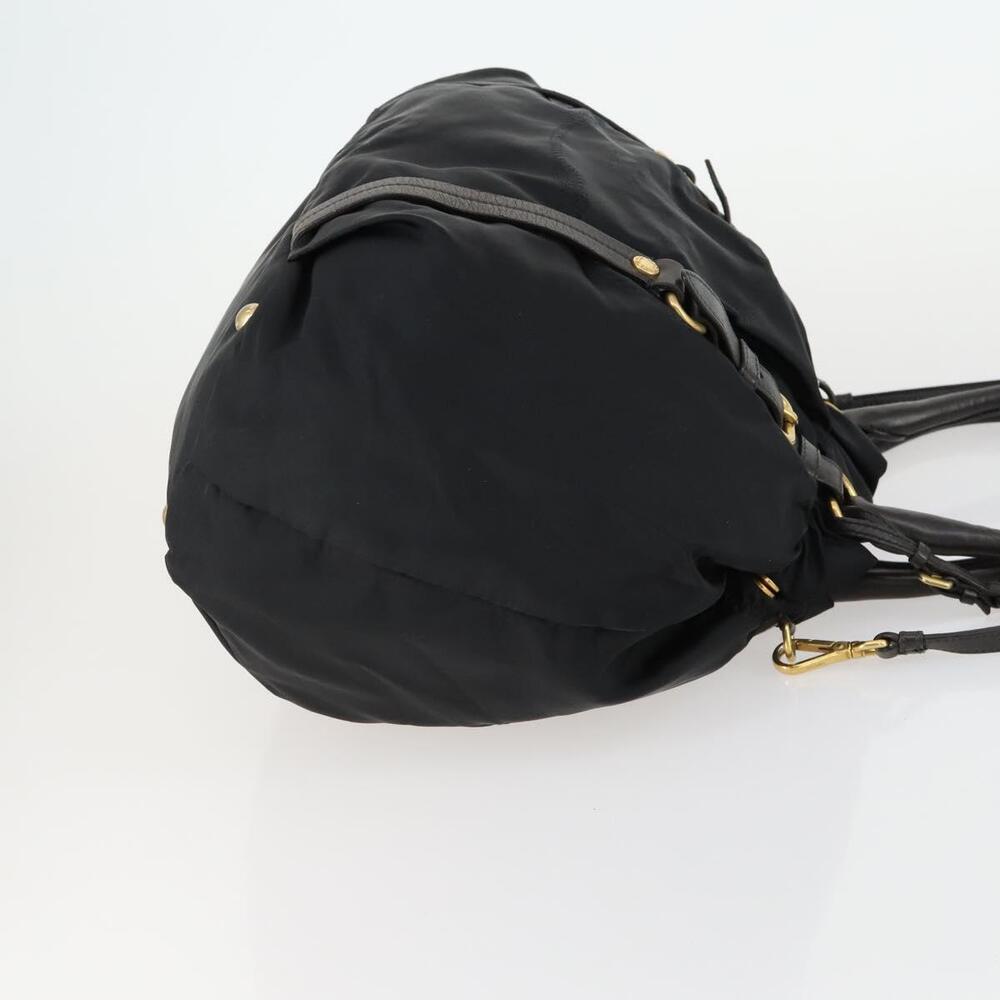 PRADA Hand Bag Nylon Leather 2way Black Gold Auth 156149 - Picture 3 of 16